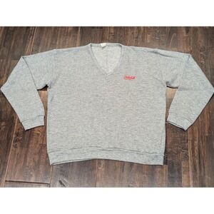 Vintage Coca-Cola Sweatshirt Mens‎ XL Gray V Neck Artex Embroidered Made USA 80s